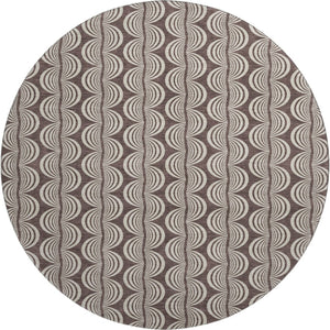 HomeRoots 8' Chocolate and Ivory Ogee Round Rug – Washable, UV-Protected, Durable, Stylish Home Essential 682706