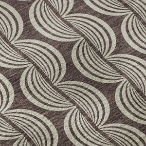 HomeRoots 8' Chocolate and Ivory Ogee Round Rug – Washable, UV-Protected, Durable, Stylish Home Essential 682706