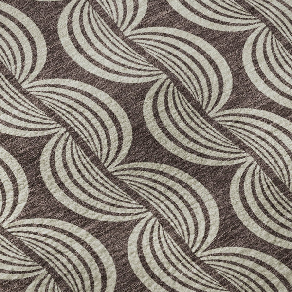 HomeRoots 8' Chocolate and Ivory Ogee Round Rug – Washable, UV-Protected, Durable, Stylish Home Essential 682706
