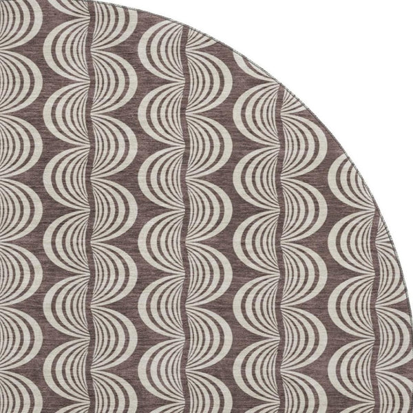 HomeRoots 8' Chocolate and Ivory Ogee Round Rug – Washable, UV-Protected, Durable, Stylish Home Essential 682706