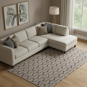 HomeRoots 9' X 12' Chocolate & Ivory Ogee Washable Area Rug - Durable, UV-Protected, Stain-Resistant Luxury! 682708