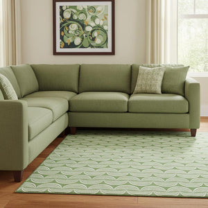 HomeRoots 8' X 10' Green & Ivory Ogee Area Rug – Durable, Washable, UV-Protected for Homes with Kids & Pets 682713