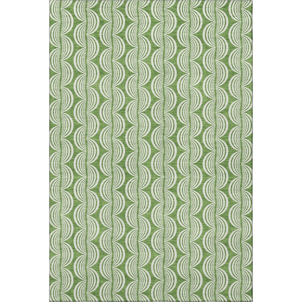 HomeRoots 9' X 12' Green And Ivory Ogee Area Rug – Washable, UV-Protected, Soft, Stain-Resistant Comfort for All Spaces 682714