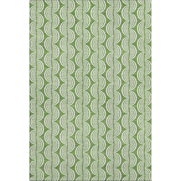 HomeRoots 10' X 14' Green And Ivory Ogee Area Rug - Washable, UV Protected, Stylish Design for Busy Homes 682715