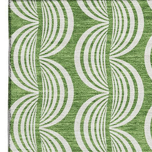 HomeRoots 10' X 14' Green And Ivory Ogee Area Rug - Washable, UV Protected, Stylish Design for Busy Homes 682715