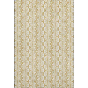 HomeRoots 5' X 8' Gold and Ivory Ogee Area Rug – Washable, UV Protected, Kid & Pet Friendly for Everyday Elegance 682717