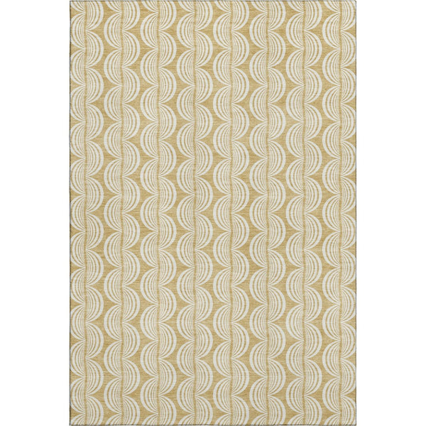 HomeRoots 5' X 8' Gold and Ivory Ogee Area Rug – Washable, UV Protected, Kid & Pet Friendly for Everyday Elegance 682717