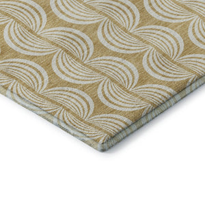 HomeRoots 5' X 8' Gold and Ivory Ogee Area Rug – Washable, UV Protected, Kid & Pet Friendly for Everyday Elegance 682717