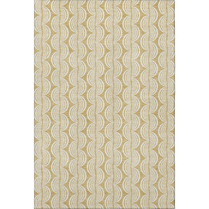 HomeRoots 5' X 8' Gold and Ivory Ogee Area Rug – Washable, UV Protected, Kid & Pet Friendly for Everyday Elegance 682717