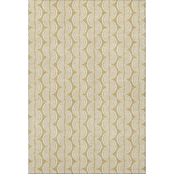 HomeRoots 5' X 8' Gold and Ivory Ogee Area Rug – Washable, UV Protected, Kid & Pet Friendly for Everyday Elegance 682717