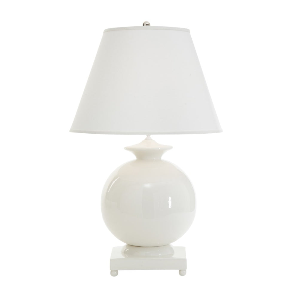 Chelsea House Opus Italian Ceramic Lamp — 31" Glossy White Spherical Table Lamp, Minimalist Artisanal Accent For Living Rooms 68272