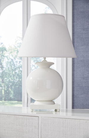 Chelsea House Opus Italian Ceramic Lamp — 31" Glossy White Spherical Table Lamp, Minimalist Artisanal Accent For Living Rooms 68272