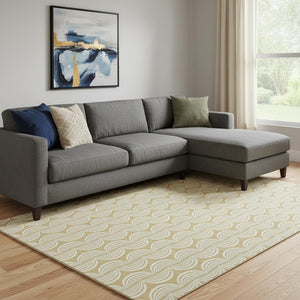 HomeRoots 10' Gold and Ivory Ogee Area Rug - Washable, Stain Resistant, UV Protected for Busy Homes & Kids 682721