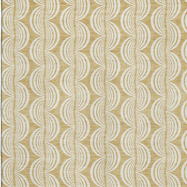 HomeRoots 10' Gold and Ivory Ogee Area Rug - Washable, Stain Resistant, UV Protected for Busy Homes & Kids 682721