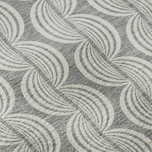 HomeRoots 8' Gray and Ivory Ogee Washable Round Rug - Durable, Stylish, UV Protected for High-Traffic Spaces 682724