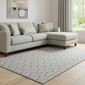 HomeRoots 8' X 10' Gray and Ivory Ogee Area Rug - Durable, Stain Resistant, UV Protected for Everyday Living 682725