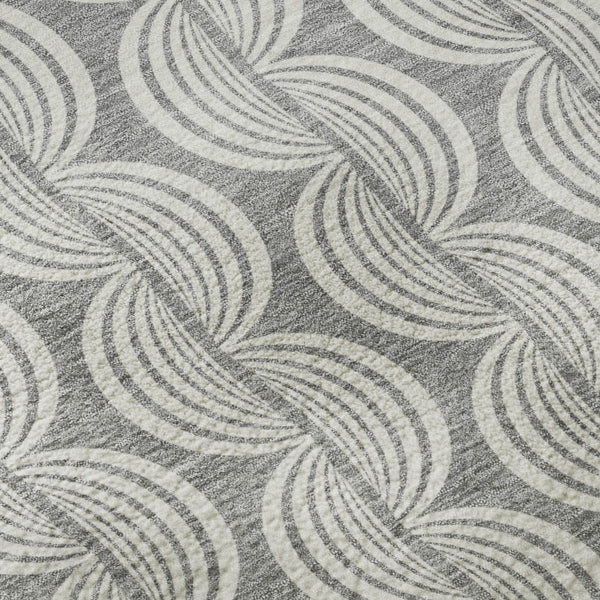 HomeRoots 8' X 10' Gray and Ivory Ogee Area Rug - Durable, Stain Resistant, UV Protected for Everyday Living 682725