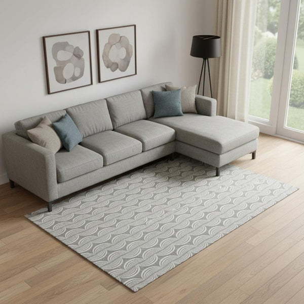 HomeRoots 9' X 12' Gray And Ivory Ogee Rug – Stylish, Washable, UV-Protected for Busy Homes & Modern Spaces 682726