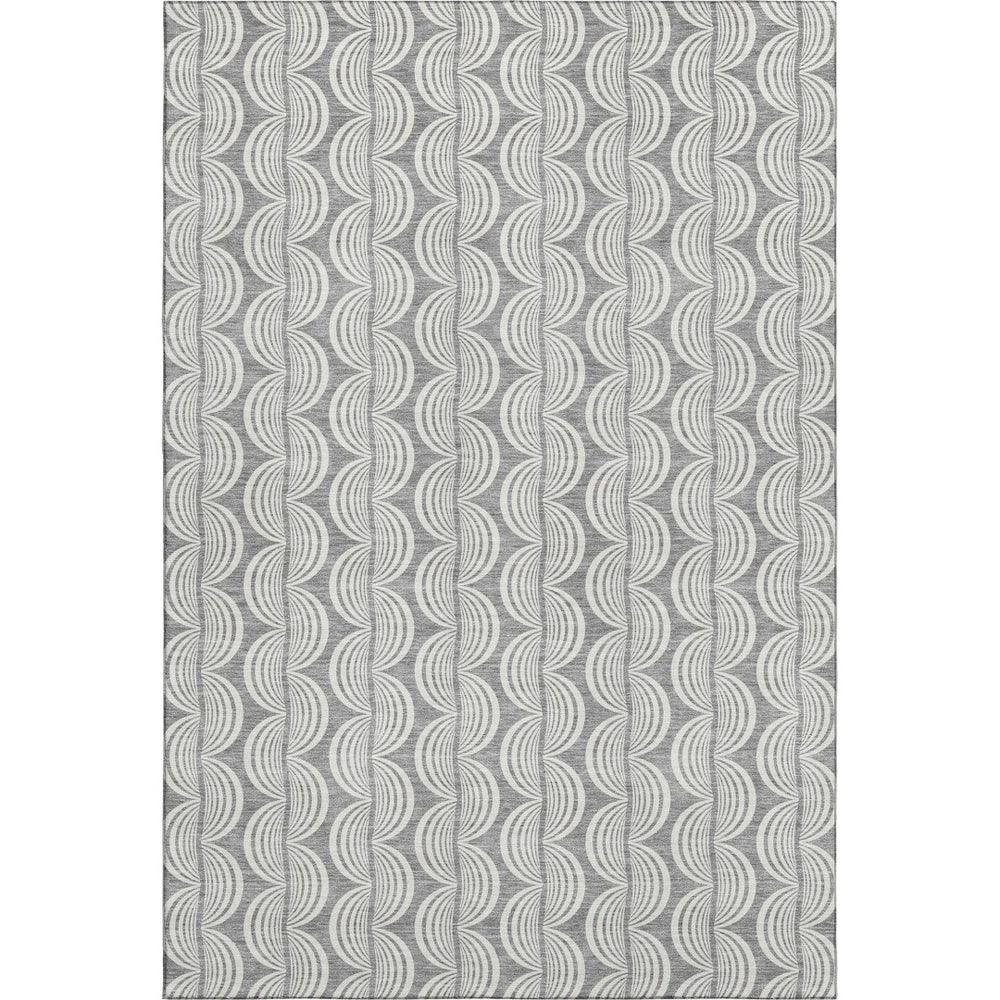 HomeRoots 10' Gray and Ivory Ogee Area Rug - Washable, UV Protected, Stylish Comfort for Busy Households 682727