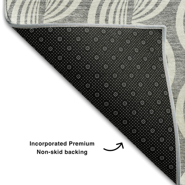 HomeRoots 10' Gray and Ivory Ogee Area Rug - Washable, UV Protected, Stylish Comfort for Busy Households 682727