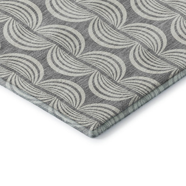 HomeRoots 10' Gray and Ivory Ogee Area Rug - Washable, UV Protected, Stylish Comfort for Busy Households 682727