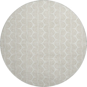 HomeRoots 8' Ivory and Beige Ogee Washable Round Rug – Durable, UV-Protected, Stylish Design for Every Home 682730