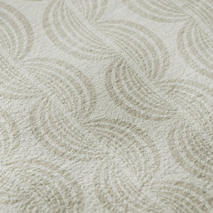 HomeRoots 8' Ivory and Beige Ogee Washable Round Rug – Durable, UV-Protected, Stylish Design for Every Home 682730