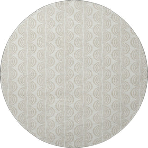 HomeRoots 8' Ivory and Beige Ogee Washable Round Rug – Durable, UV-Protected, Stylish Design for Every Home 682730