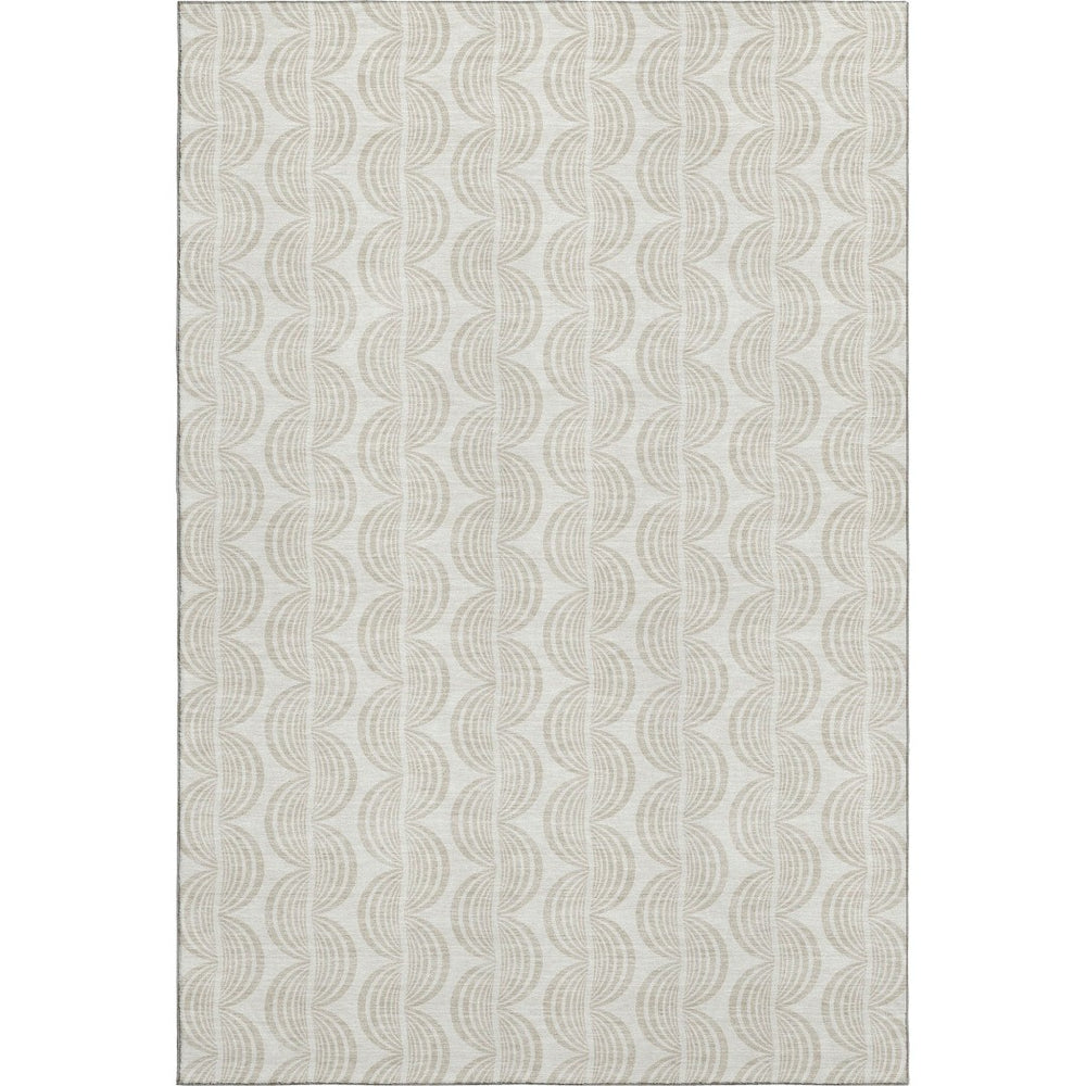 HomeRoots 8' X 10' Ivory And Beige Ogee Area Rug - Washable, UV Protected, Durable, Perfect for Busy Homes! 682731