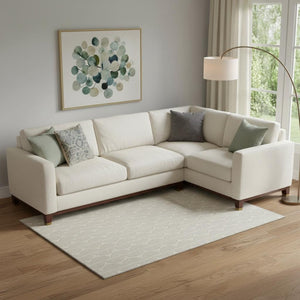 HomeRoots 9' X 12' Ivory Ogee Area Rug - Washable, UV-Protected, Elegant Design for High-Traffic Spaces 682732