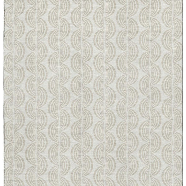HomeRoots 9' X 12' Ivory Ogee Area Rug - Washable, UV-Protected, Elegant Design for High-Traffic Spaces 682732