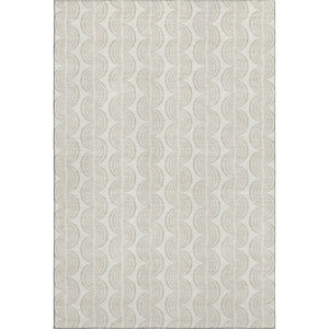HomeRoots 10' Ogee Area Rug in Ivory & Beige - Washable, Stain-Resistant, UV Protection for Elegant Spaces 682733