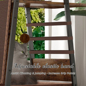 English Elm Modern 58 Inch Cat Tower with Sisal Scratching Mat Hammock and Perch for Large Breeds W2641P460041