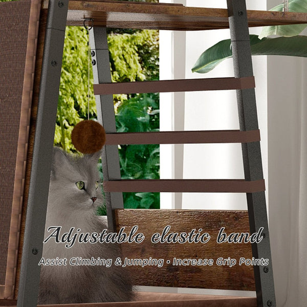 English Elm Modern 58 Inch Cat Tower with Sisal Scratching Mat Hammock and Perch for Large Breeds W2641P460041