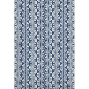 HomeRoots 10' X 14' Navy Blue & Ivory Ogee Area Rug - Washable, UV Protected, Durable, & Stylish for Any Space 682739