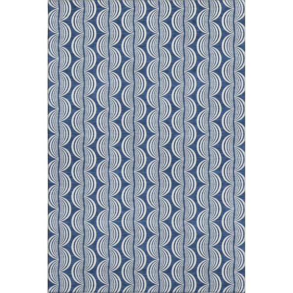 HomeRoots 10' X 14' Navy Blue & Ivory Ogee Area Rug - Washable, UV Protected, Durable, & Stylish for Any Space 682739