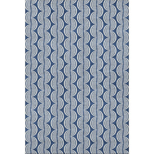 HomeRoots 10' X 14' Navy Blue & Ivory Ogee Area Rug - Washable, UV Protected, Durable, & Stylish for Any Space 682739
