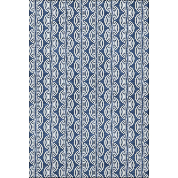 HomeRoots 10' X 14' Navy Blue & Ivory Ogee Area Rug - Washable, UV Protected, Durable, & Stylish for Any Space 682739
