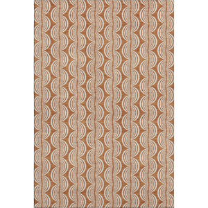 HomeRoots 8' X 10' Ogee Pattern Area Rug in Rust & Beige – Washable, Stain-Resistant, UV-Protected Design! 682743