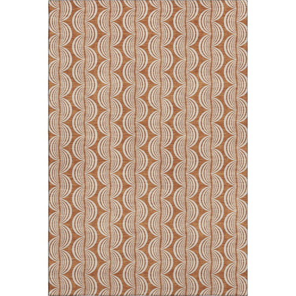 HomeRoots 8' X 10' Ogee Pattern Area Rug in Rust & Beige – Washable, Stain-Resistant, UV-Protected Design! 682743