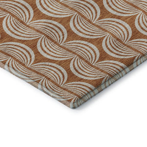 HomeRoots 8' X 10' Ogee Pattern Area Rug in Rust & Beige – Washable, Stain-Resistant, UV-Protected Design! 682743