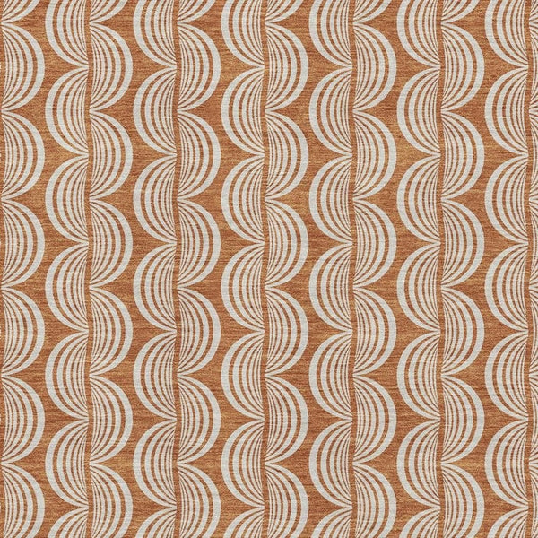 HomeRoots 8' X 10' Ogee Pattern Area Rug in Rust & Beige – Washable, Stain-Resistant, UV-Protected Design! 682743