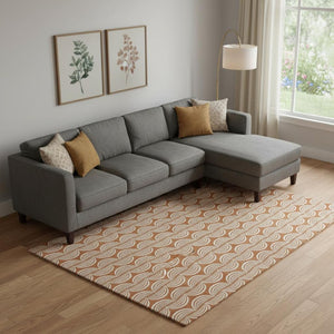 HomeRoots 9' X 12' Ogee Area Rug in Rust and Beige - Washable, Stain-Resistant with UV Protection for Homes 682744