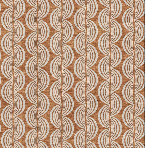 HomeRoots 10' X 14' Washable Rust & Beige Ogee Area Rug – UV Protected, Stain Resistant, Perfect for High-Traffic Spaces 682745