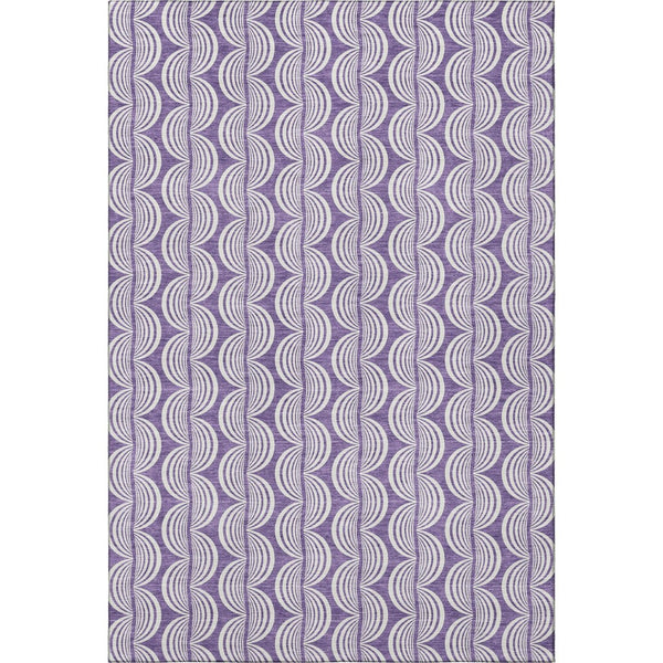 HomeRoots 8' X 10' Elegant Purple & Ivory Ogee Area Rug - Washable, UV Protected, Stain-Resistant Design 682749