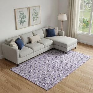 HomeRoots 9' X 12' Purple And Ivory Ogee Area Rug – Stylish, Washable, UV-Protected, Stain-Resistant Design! 682750