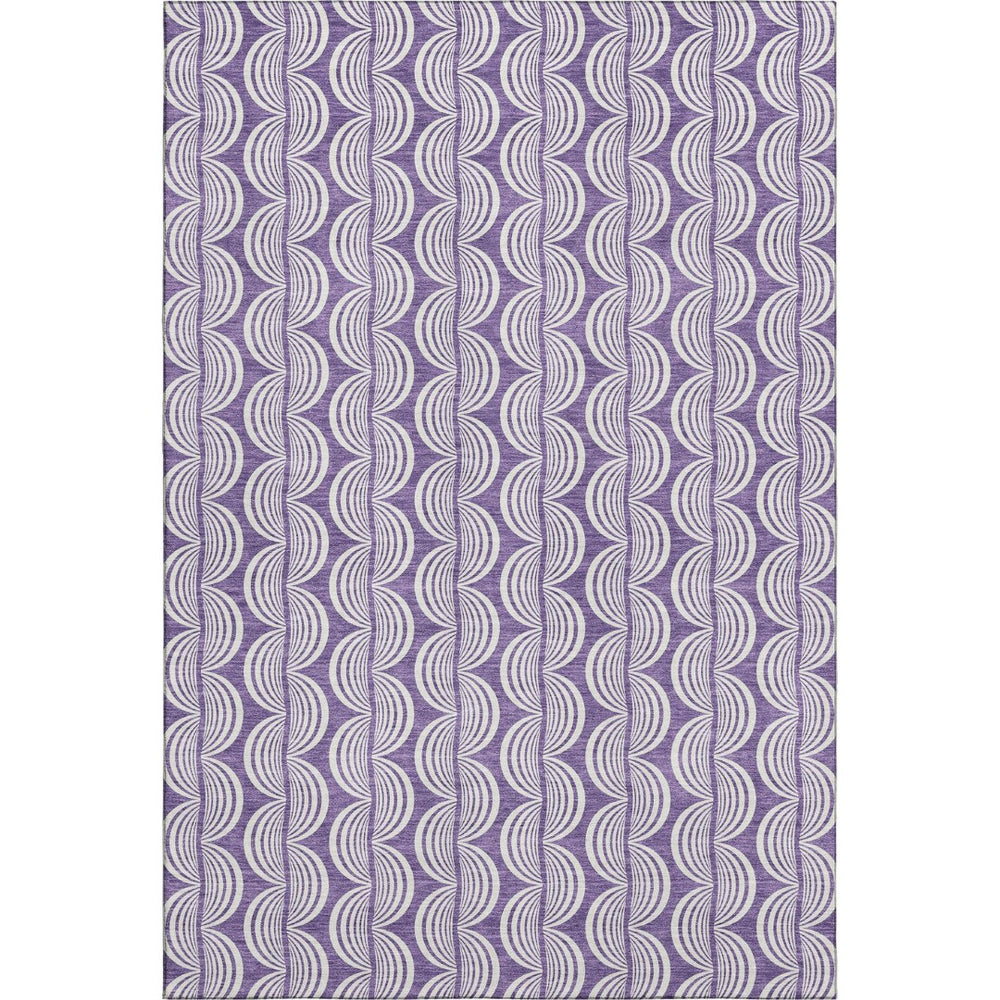 HomeRoots 9' X 12' Purple And Ivory Ogee Area Rug – Stylish, Washable, UV-Protected, Stain-Resistant Design! 682750