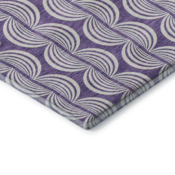 HomeRoots 9' X 12' Purple And Ivory Ogee Area Rug – Stylish, Washable, UV-Protected, Stain-Resistant Design! 682750