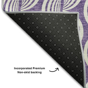 HomeRoots 10' Ogee Purple and Ivory Washable Area Rug - Durable, Stain-Resistant, UV Protected for Homes 682751