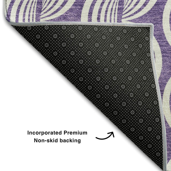 HomeRoots 10' Ogee Purple and Ivory Washable Area Rug - Durable, Stain-Resistant, UV Protected for Homes 682751